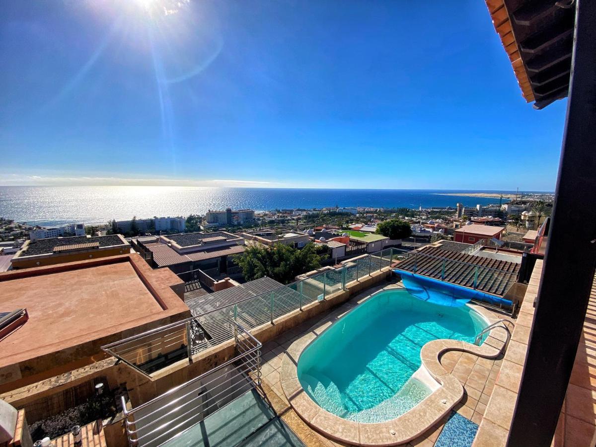 Luxury 5 Star Villa Violetta With Amazing Sea View, Jacuzzi And Heated Pool San Agustin  Exterior photo